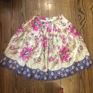 Anthropologie Odille floral pleated full skirt